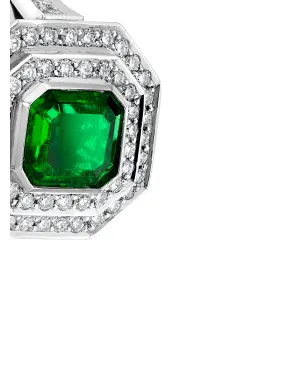 Pragnell Vintage 1911-1940 platinum Art Deco emerald and diamond target ring - Silver - サムネイル4