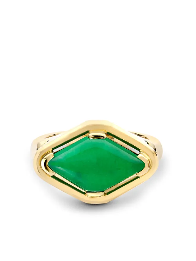 Pragnell Vintage Pragnell Vintage 18kt yellow gold Contemporary Jadeite ringの商品画像