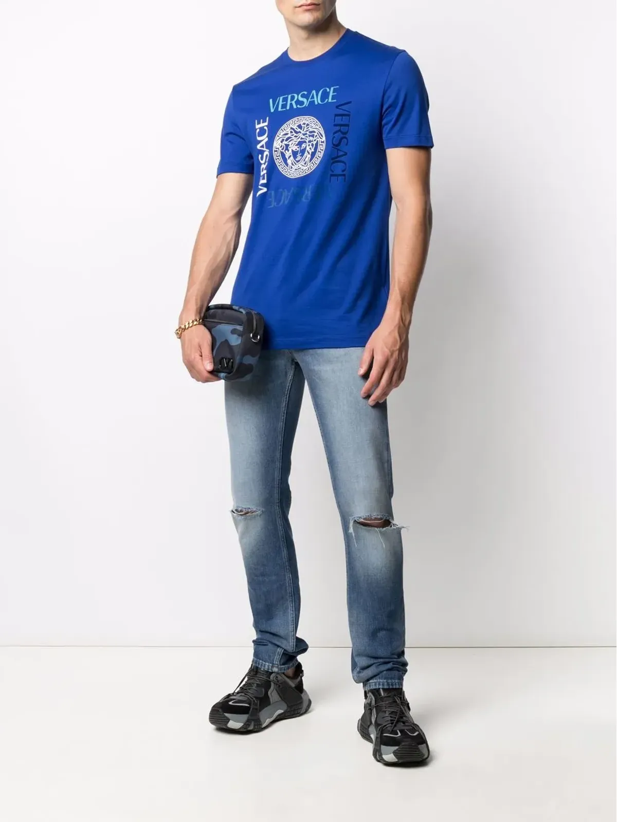 Versace ヒゲ加工ストレートジーンズ - 画像2