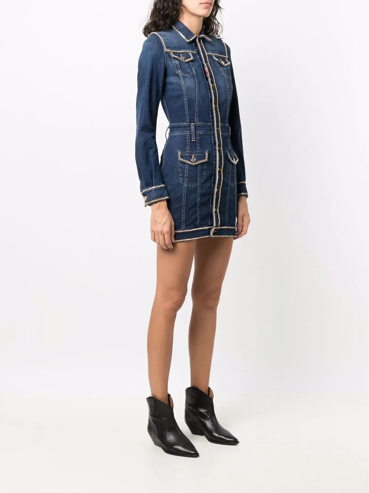 DSQUARED2 フィットデニムシャツドレス - 画像3