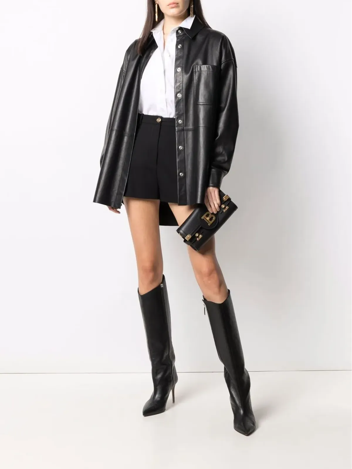 Balmain ロゴ付きレザー クラッチ - 画像2