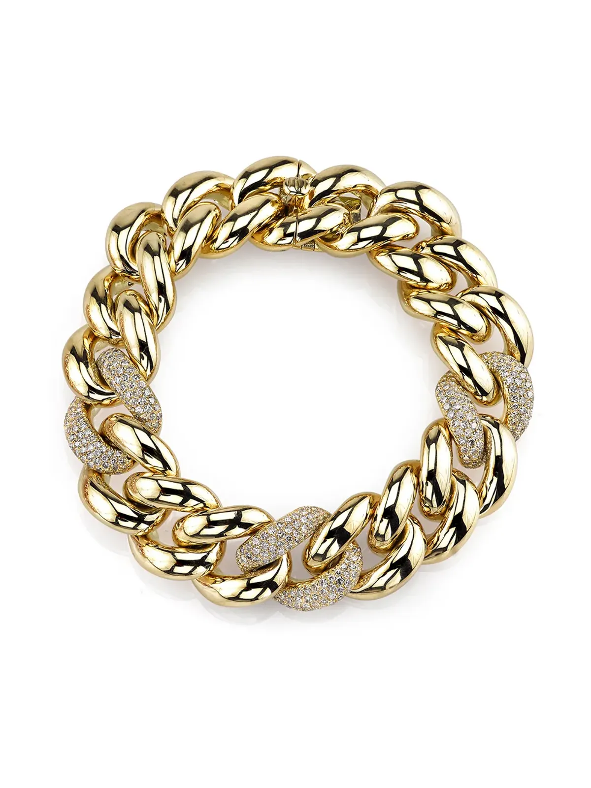 SHAY 18kt yellow gold diamond triple pave jumbo link bracelet - 画像1