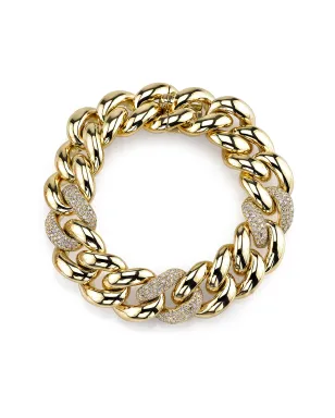 SHAY 18kt yellow gold diamond triple pave jumbo link bracelet - サムネイル1