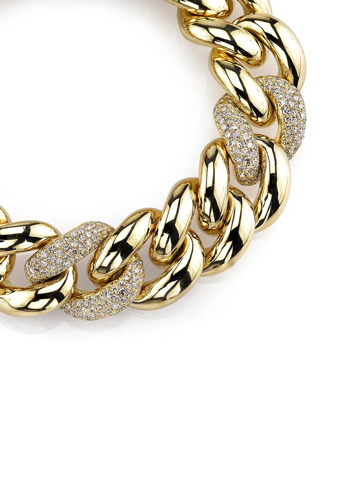 SHAY 18kt yellow gold diamond triple pave jumbo link bracelet - 画像2