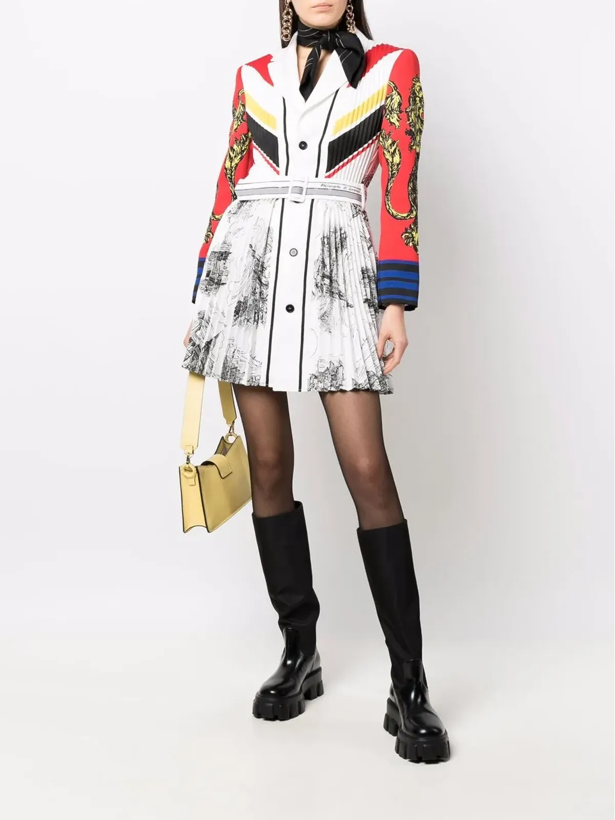 Philosophy Di Lorenzo Serafini ストライプディテール プリーツ ミニドレス - 画像2