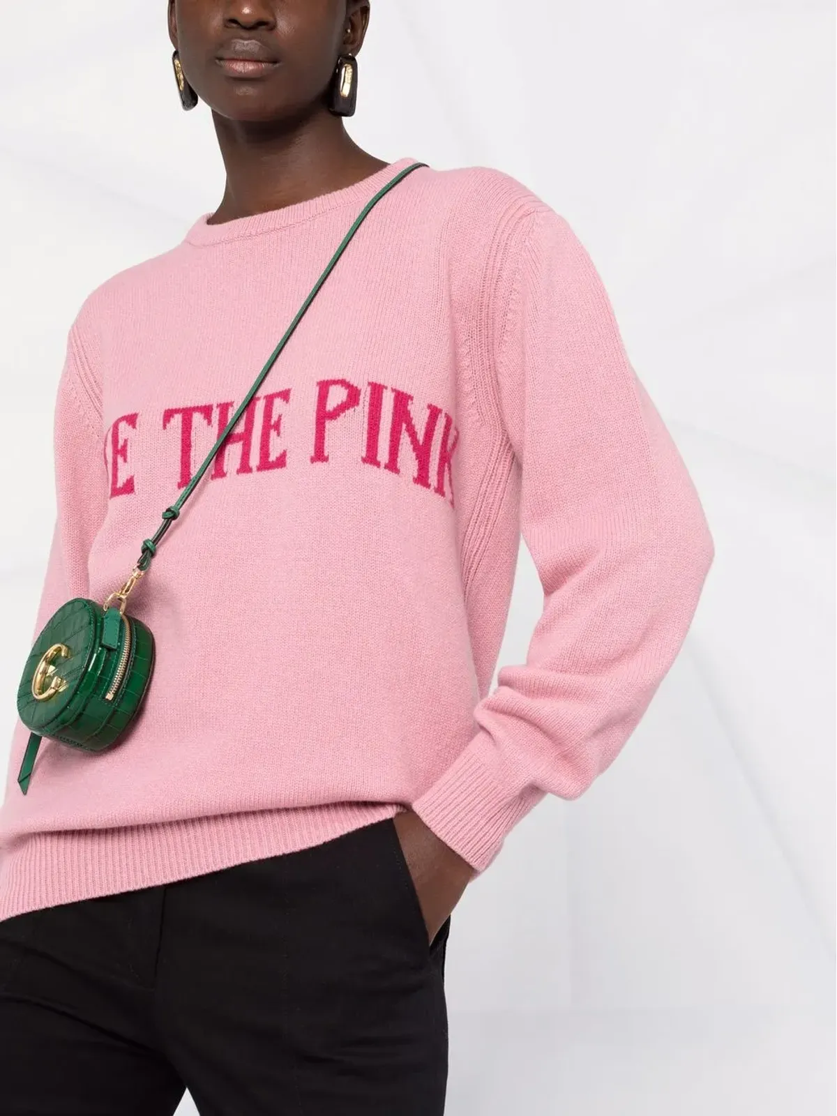 Alberta Ferretti スローガンプリント ニットジャンパー - 画像5