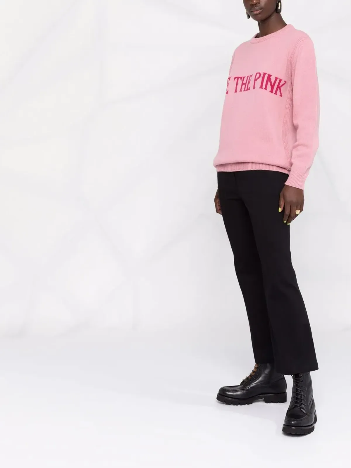 Alberta Ferretti スローガンプリント ニットジャンパー - 画像4