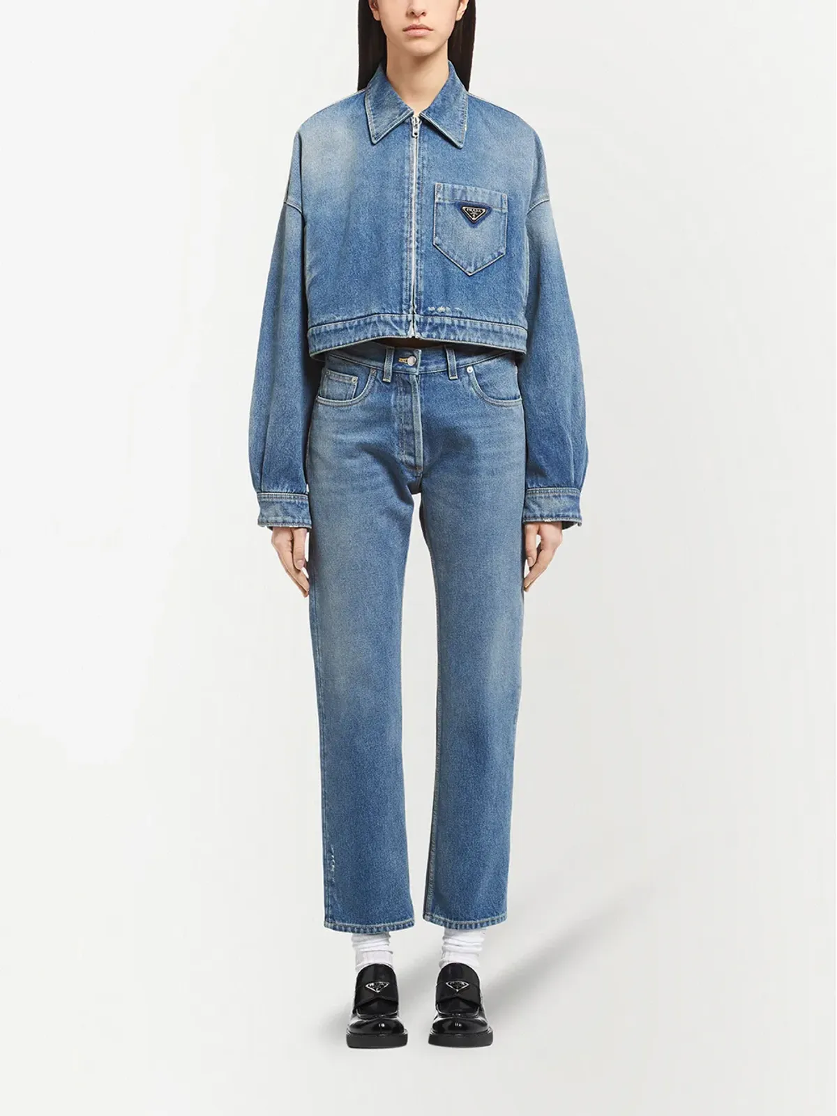 Prada クロップド オーガニックデニムジャケット - 画像2