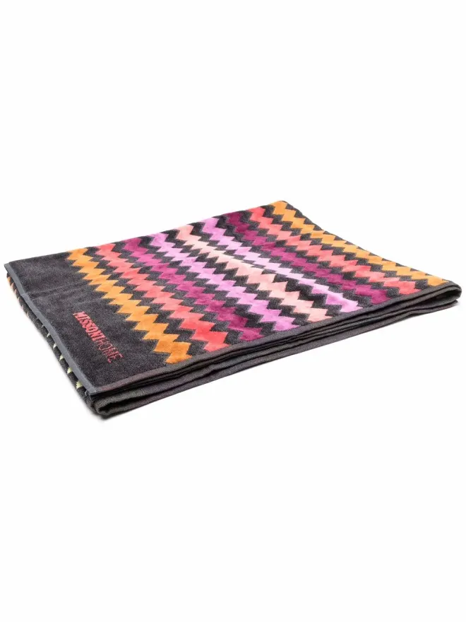 Missoni Home Missoni Home ジグザグ ロゴ ニット コットンタオル - ブラックの商品画像
