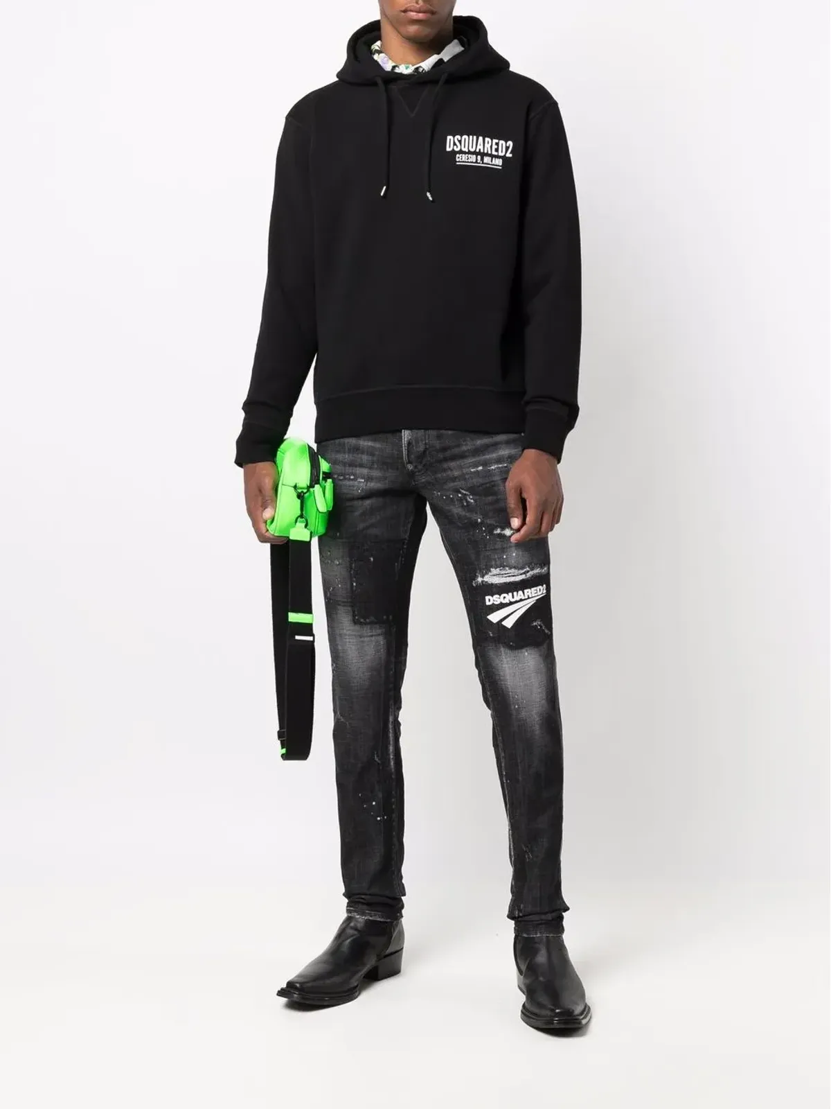 DSQUARED2 ロゴプリント コットン フード付きパーカー - 画像2