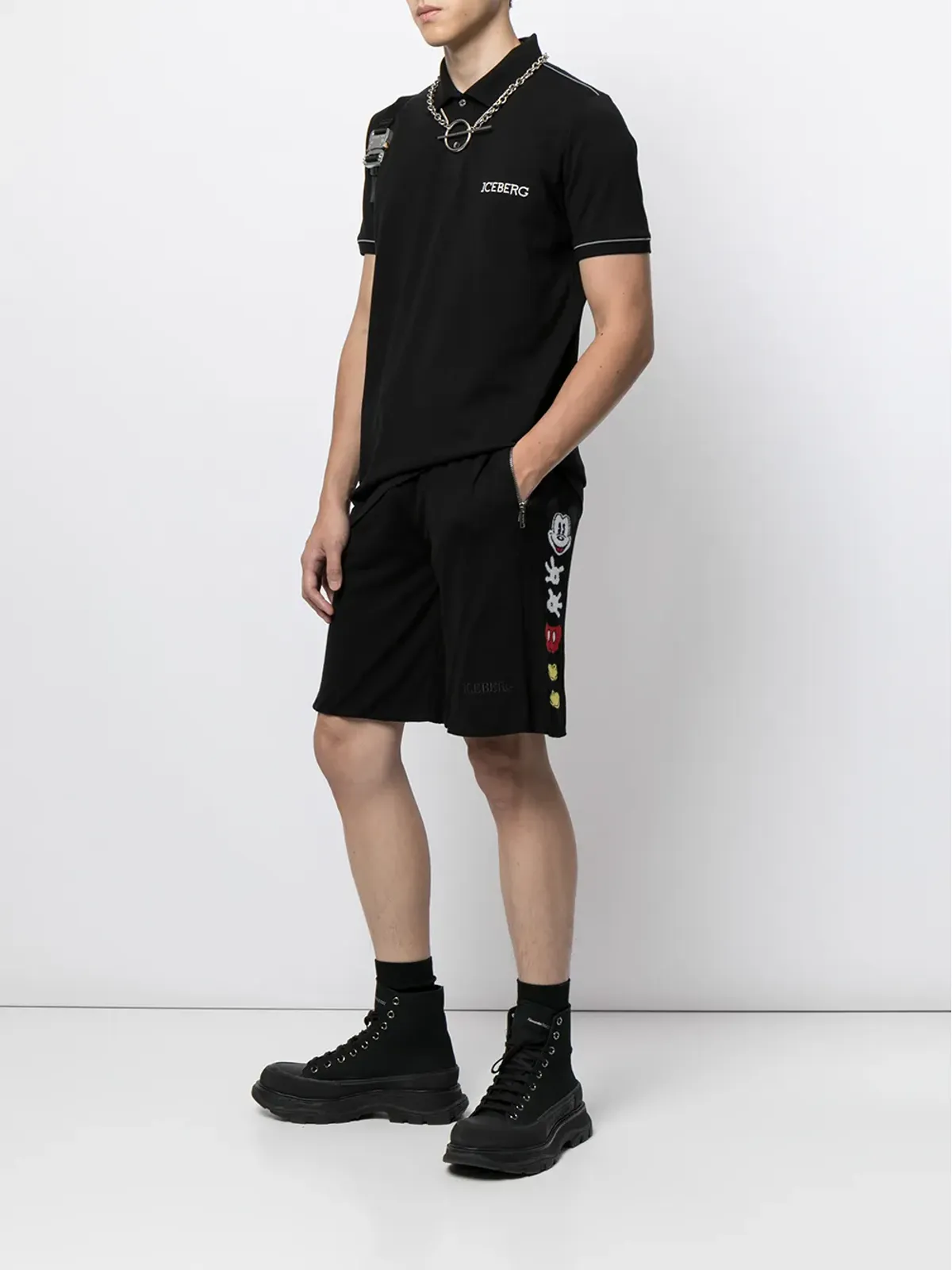 Iceberg ドローストリングウエストのトラックショーツ - 画像2
