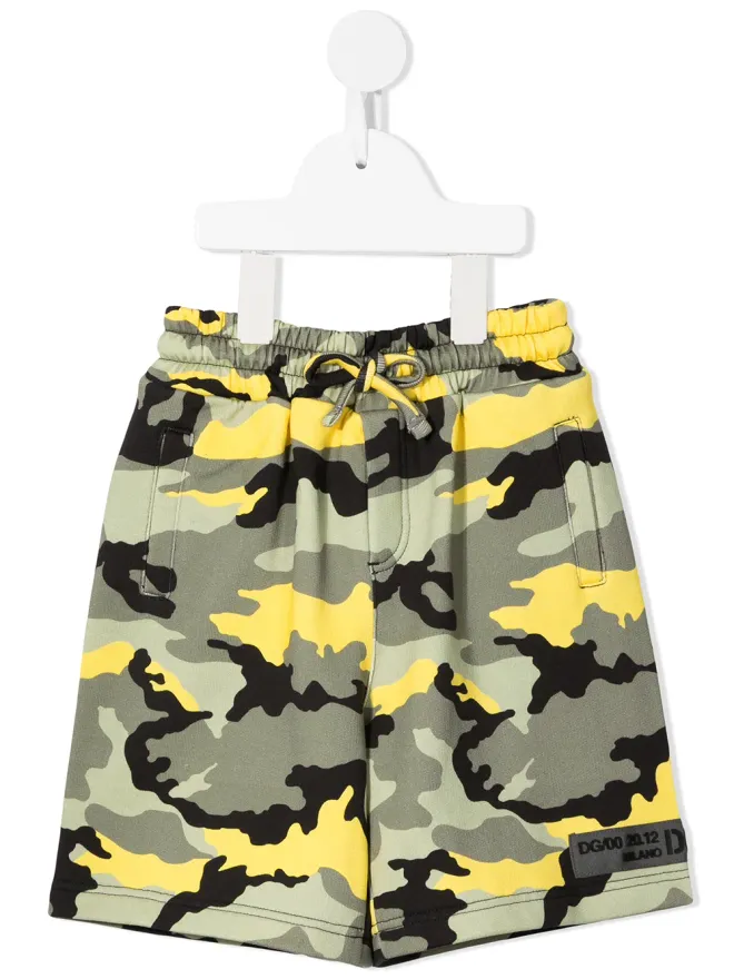 Dolce & Gabbana Kids Dolce & Gabbana Kids カモフラージュ ロゴパッチ ショーツ グリーンの商品画像
