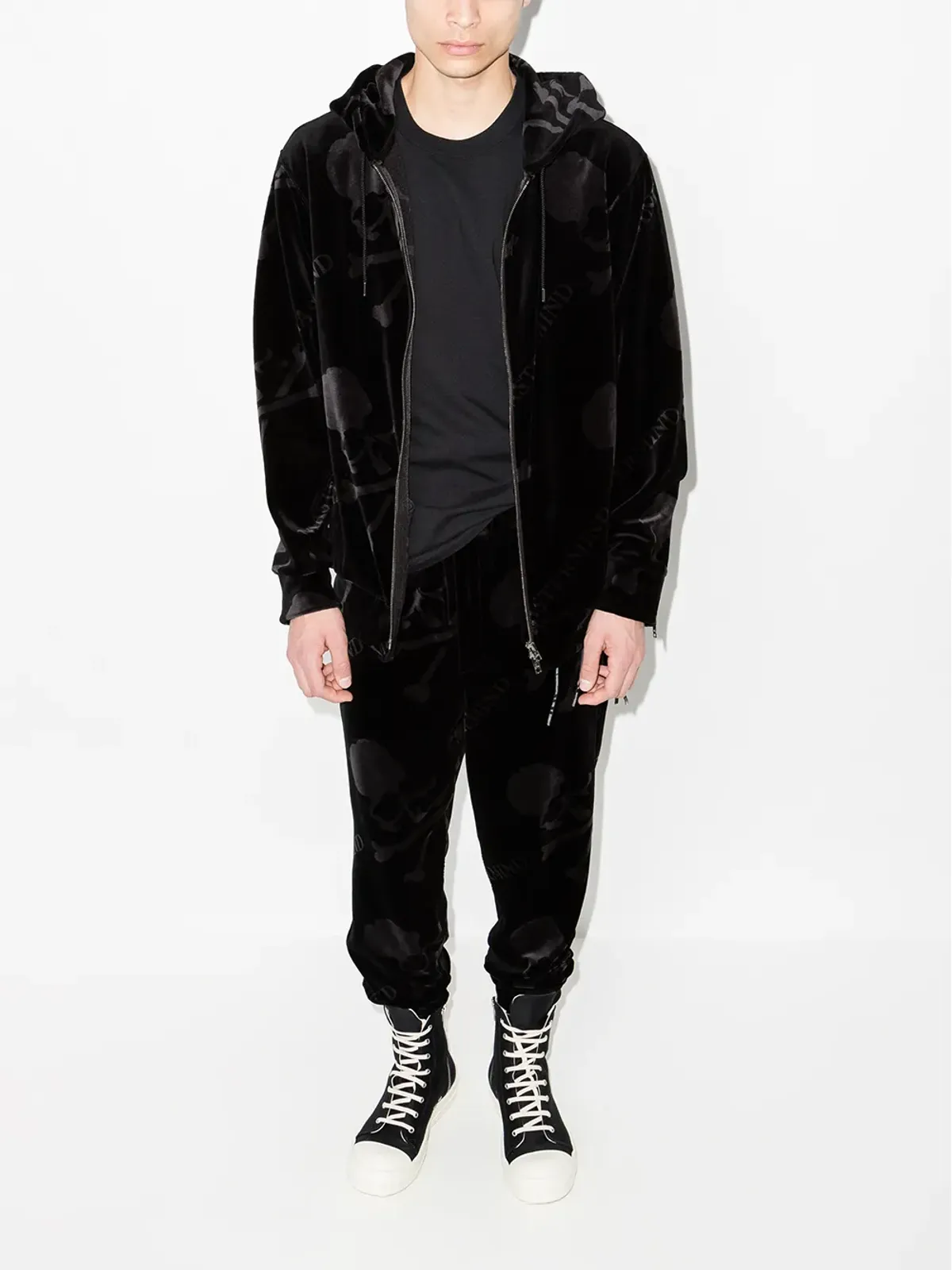 Mastermind World スカルプリントベルベット トラックジャケット - 画像5