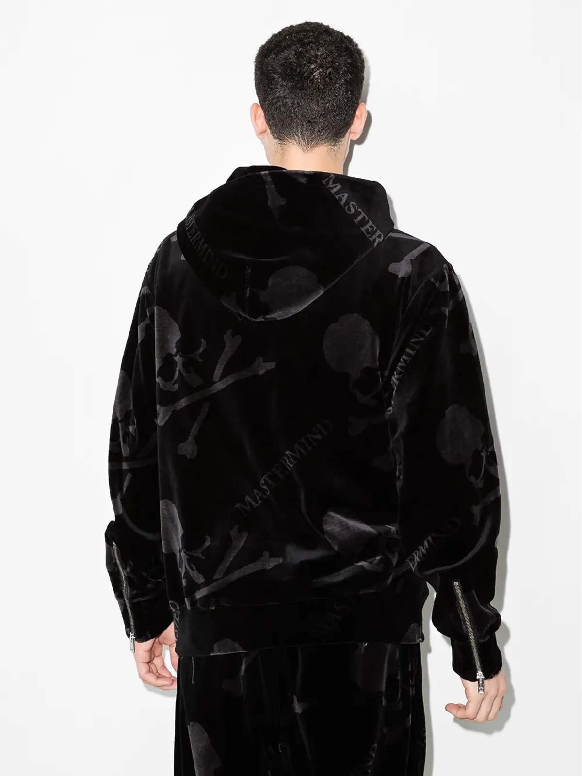 Mastermind World スカルプリントベルベット トラックジャケット - 画像3