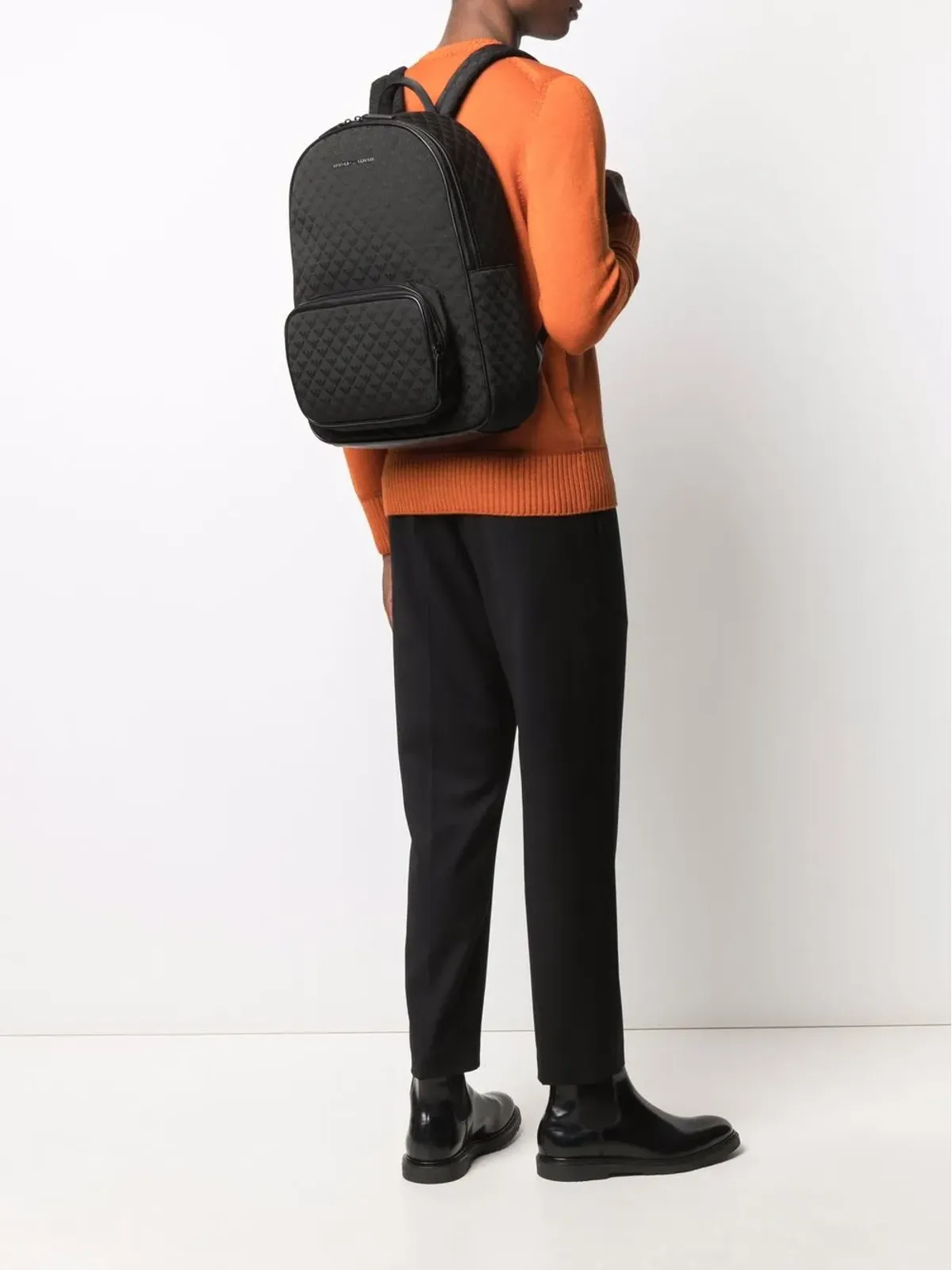 Emporio Armani ジャカードロゴ ジップアラウンド バックパック - 画像2