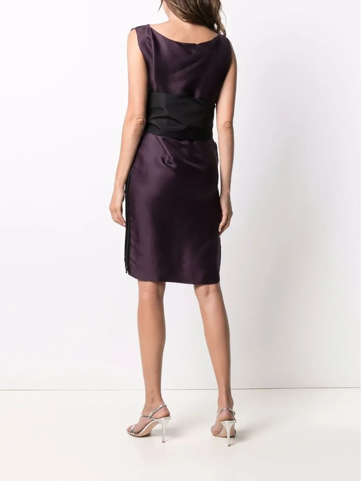 Lanvin ビンテージ 2006年 リボンディテール ノースリーブ ドレス パープル - 画像4