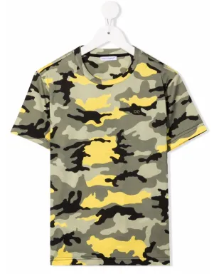 Dolce & Gabbana Kids カモフラージュ柄 コットン Tシャツ - グリーン - サムネイル1