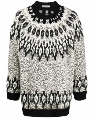 Valentino Garavani インターシャ柄ジャンパー - White - サムネイル1
