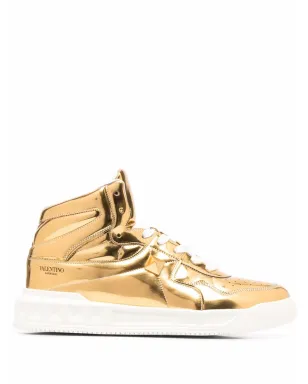 Valentino Garavani メタリックエフェクト レースアップスニーカー - Gold - サムネイル1