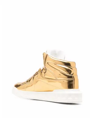 Valentino Garavani メタリックエフェクト レースアップスニーカー - Gold - サムネイル3