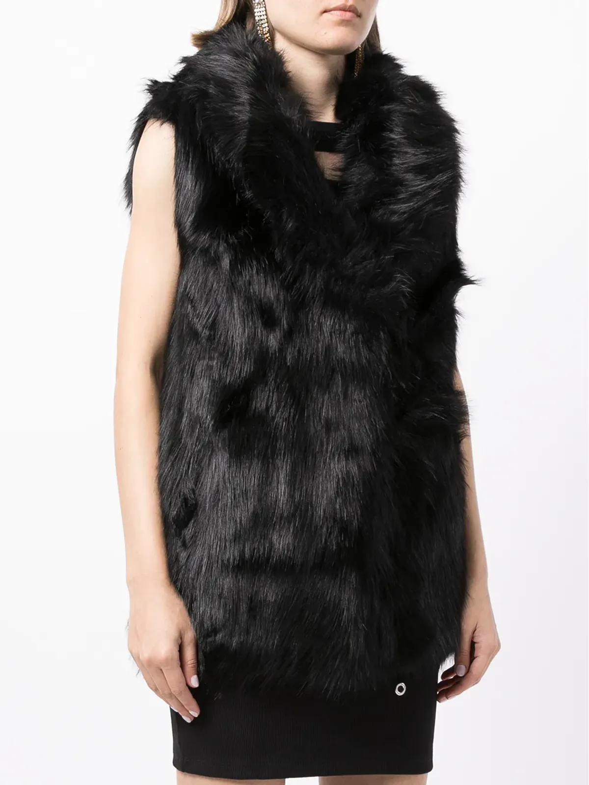 Unreal Fur ローズ プレミアム フェイクファー ジレ - ブラック - 画像3