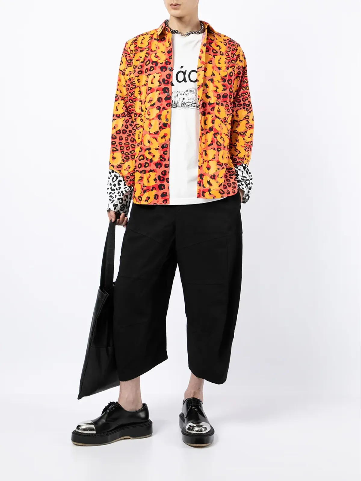 Black Comme Des Garçons プリント・カットアウト・カフシャツ - レッド - 画像2