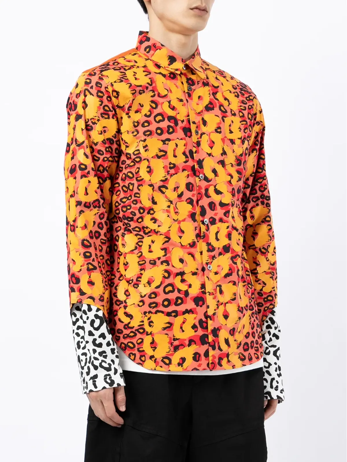 Black Comme Des Garçons プリント・カットアウト・カフシャツ - レッド - 画像3