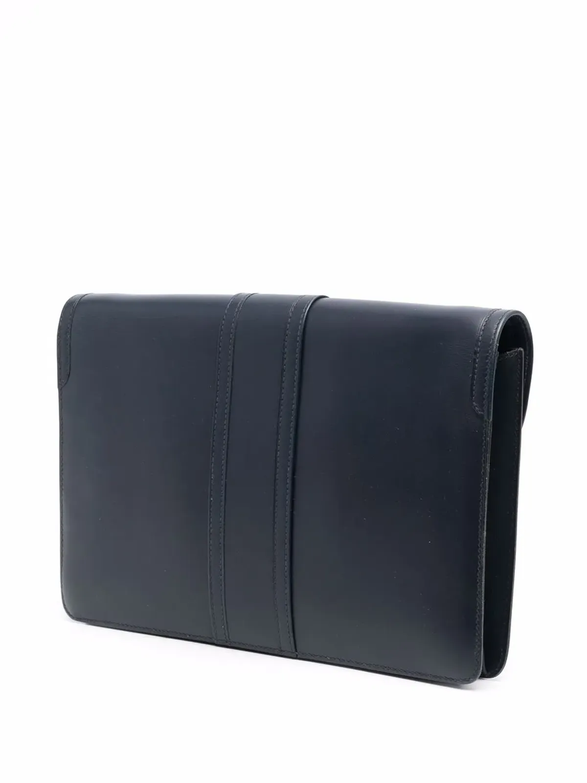 Hermès Pre-Owned 1997年 ネイビーフラップクラッチ - 画像3