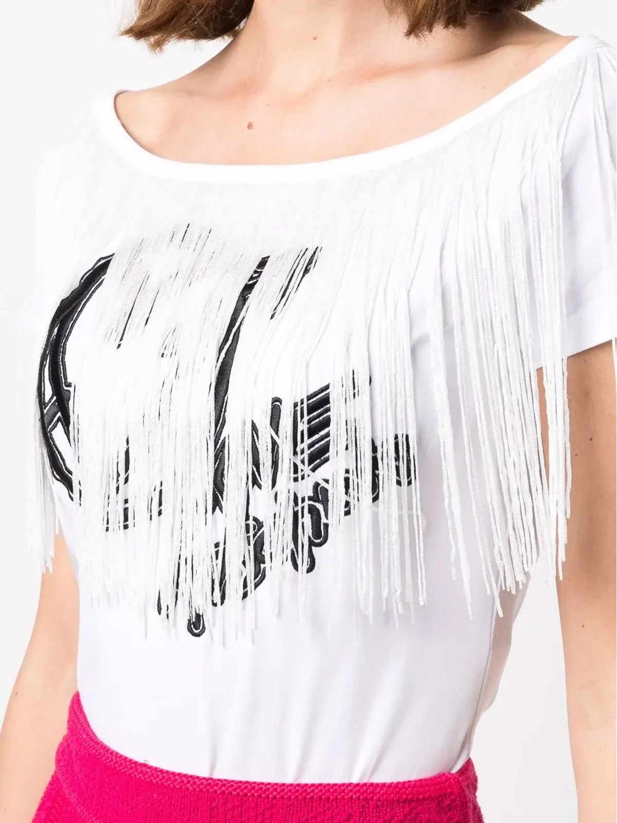 Love Moschino 刺繍ロゴのフリンジTシャツ - 画像5