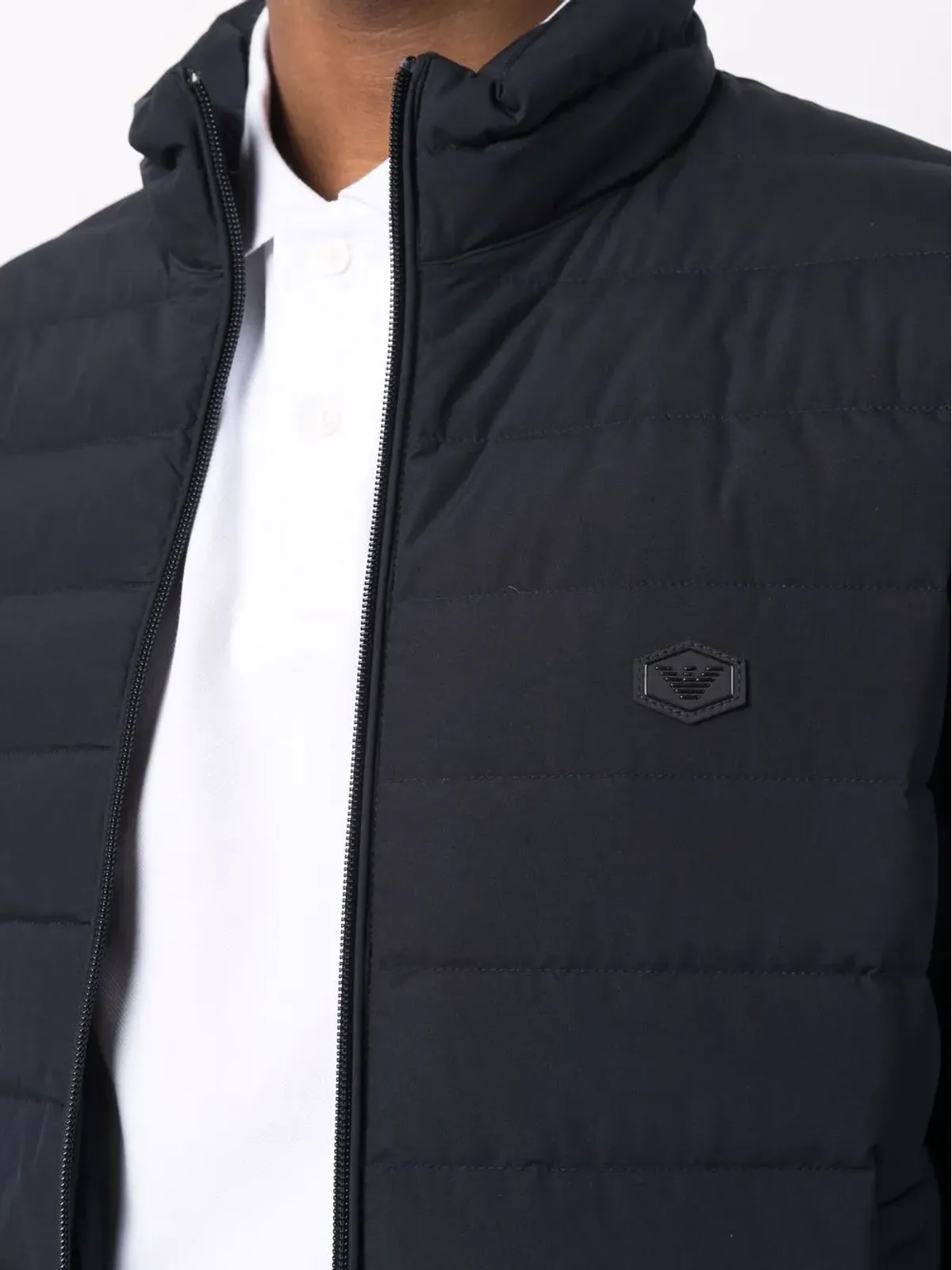 Emporio Armani パッド入りロゴパッチジャケット ブルー - 画像5