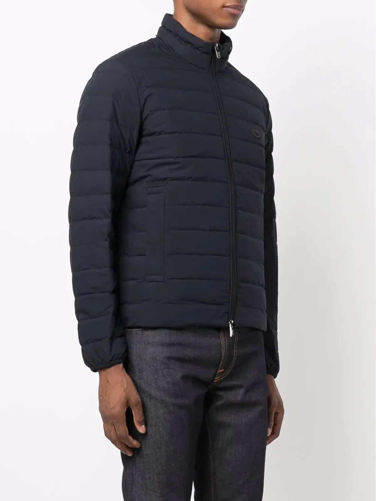 Emporio Armani パッド入りロゴパッチジャケット ブルー - 画像3