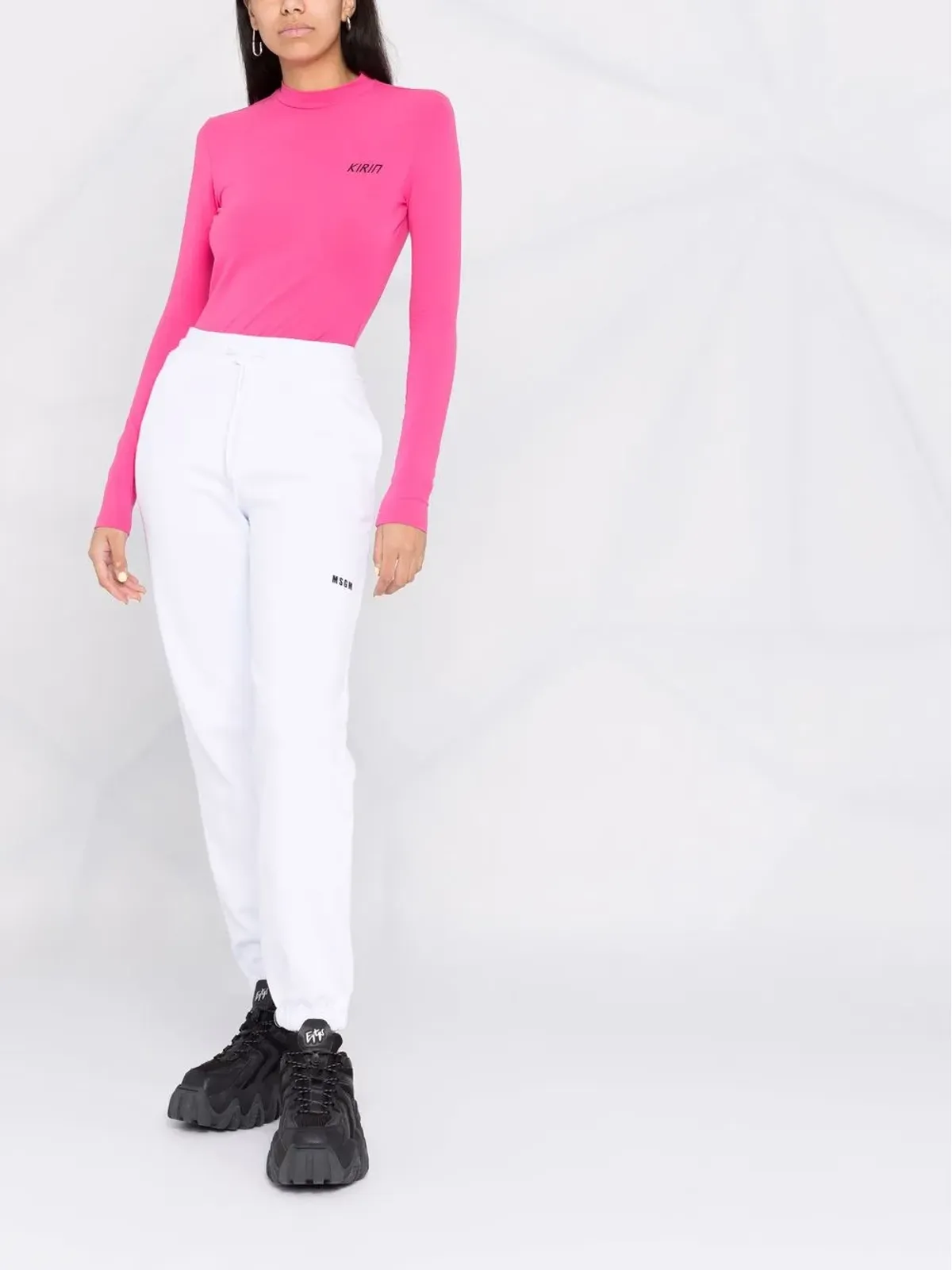 MSGM ロゴプリント コットン ジョガーズ - 画像2