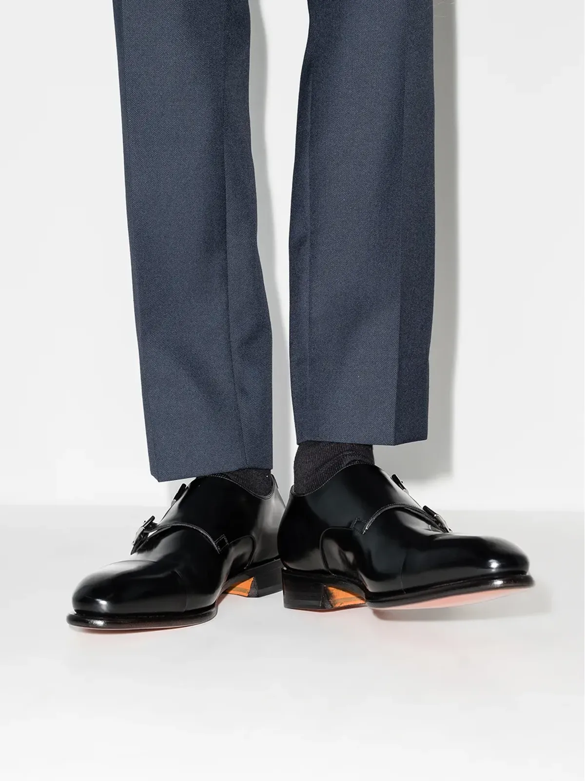 Santoni カーターレザーのモンクシューズ - ブラック - 画像3