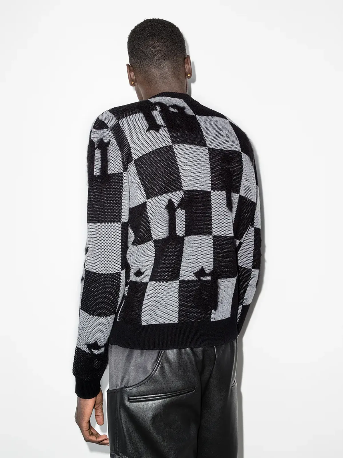 AMIRI チェック柄ツートーンカシミヤニットセーター - 画像3