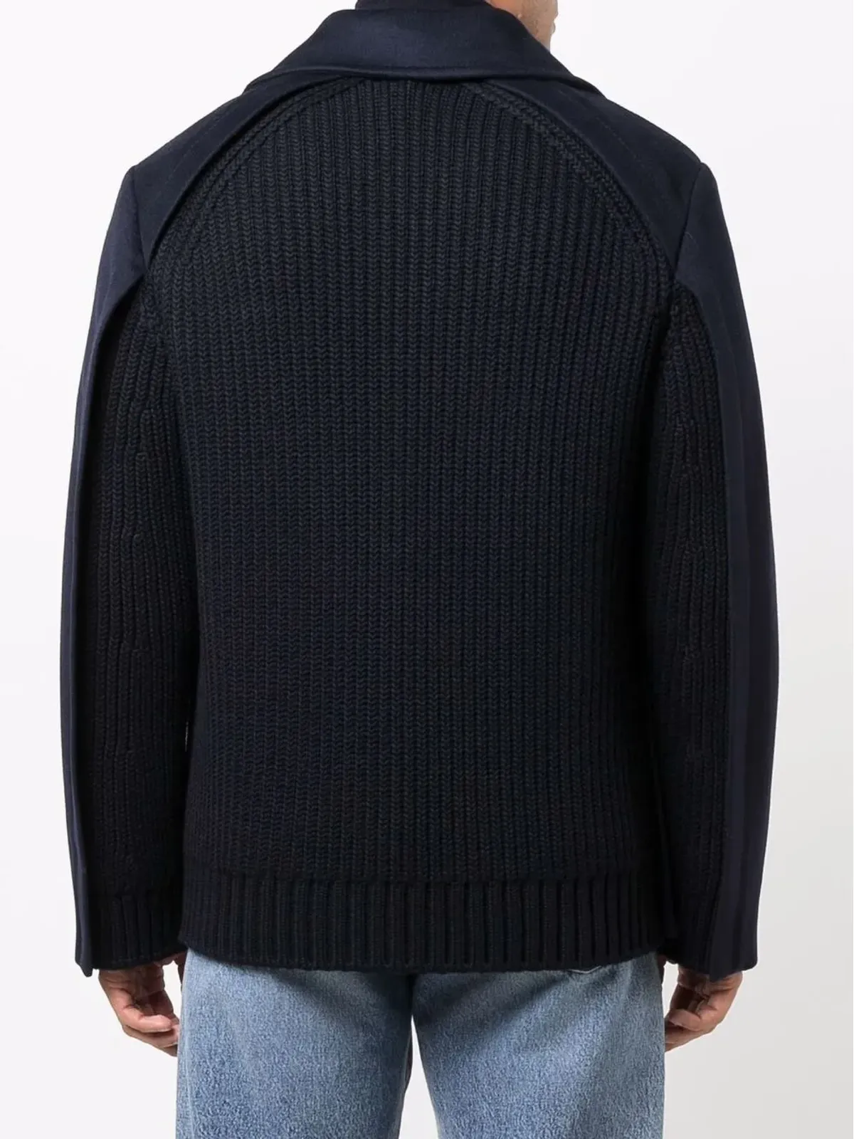 Valentino Garavani リブ編みパネル ダブルブレストコート - 画像4