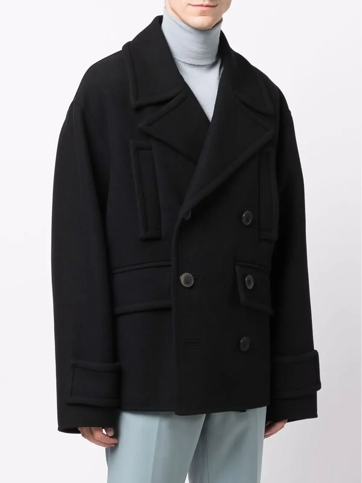 Valentino Garavani ダブルブレスト ヴァージンウール混紡コート - 画像3