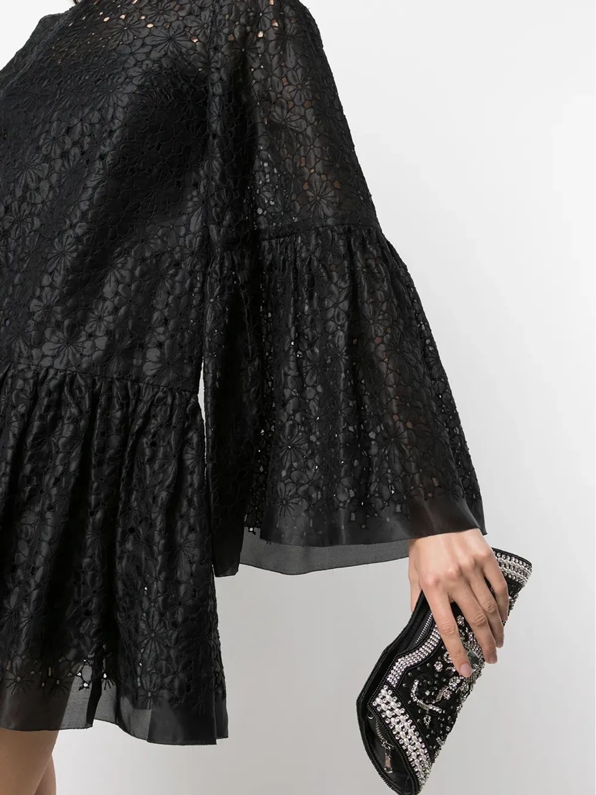 Dolce & Gabbana Pre-Owned 花柄刺繍入りフレアミニドレス（ブラック） - 画像5