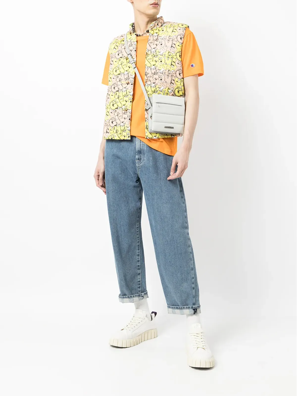 Comme Des Garçons Shirt ロゴプリント入りパデッドジレ（イエロー） - 画像2