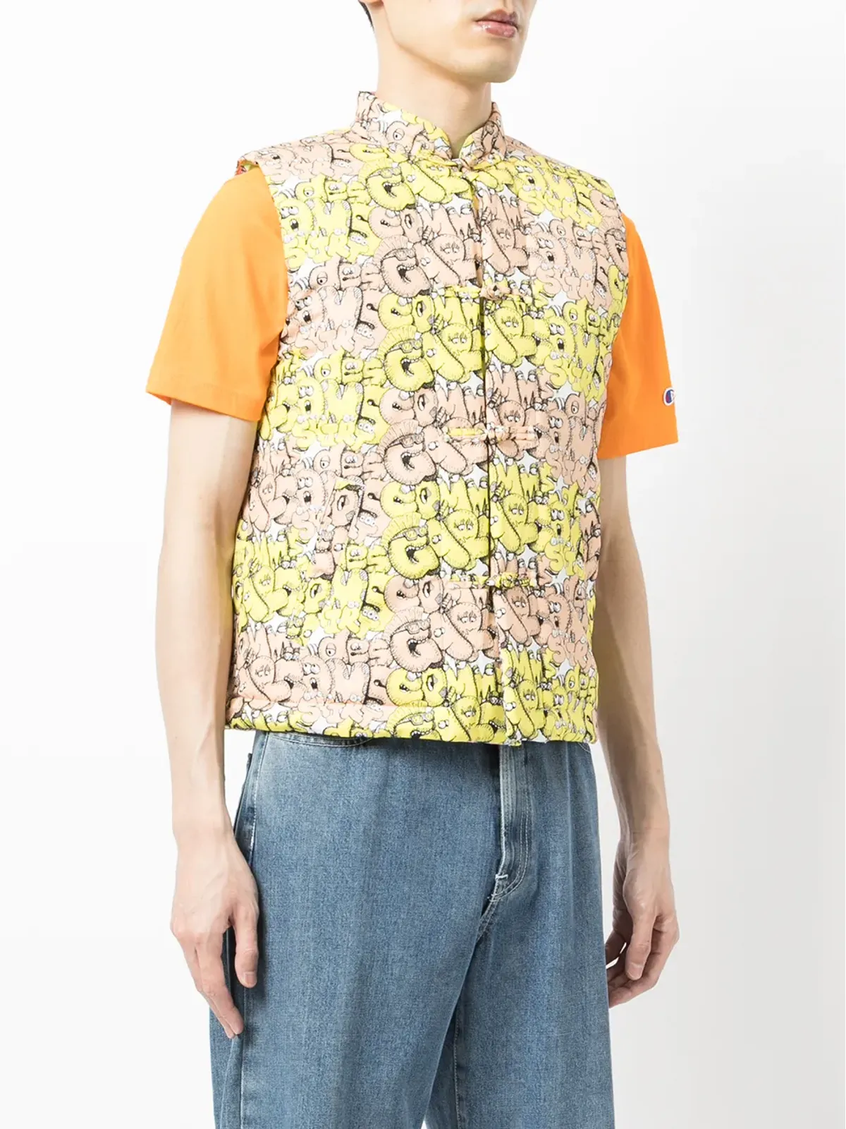 Comme Des Garçons Shirt ロゴプリント入りパデッドジレ（イエロー） - 画像3