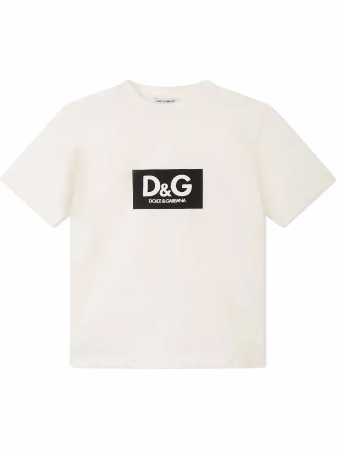 Dolce & Gabbana Kids Dolce & Gabbana Kids インタークロック ロゴプリント コットンTシャツの商品画像