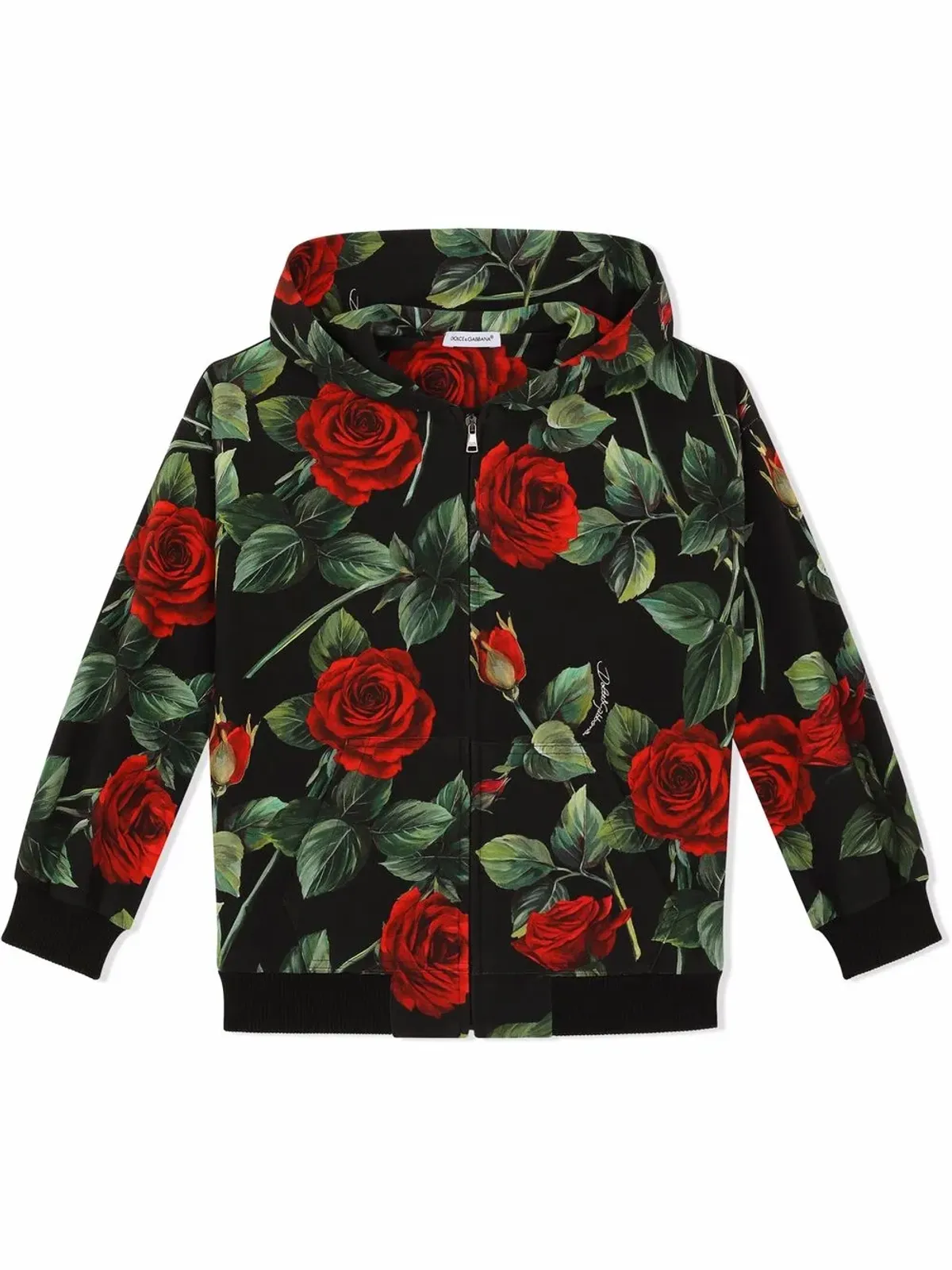 Dolce & Gabbana Kids インタークロック ローズプリント フーディ - 画像1