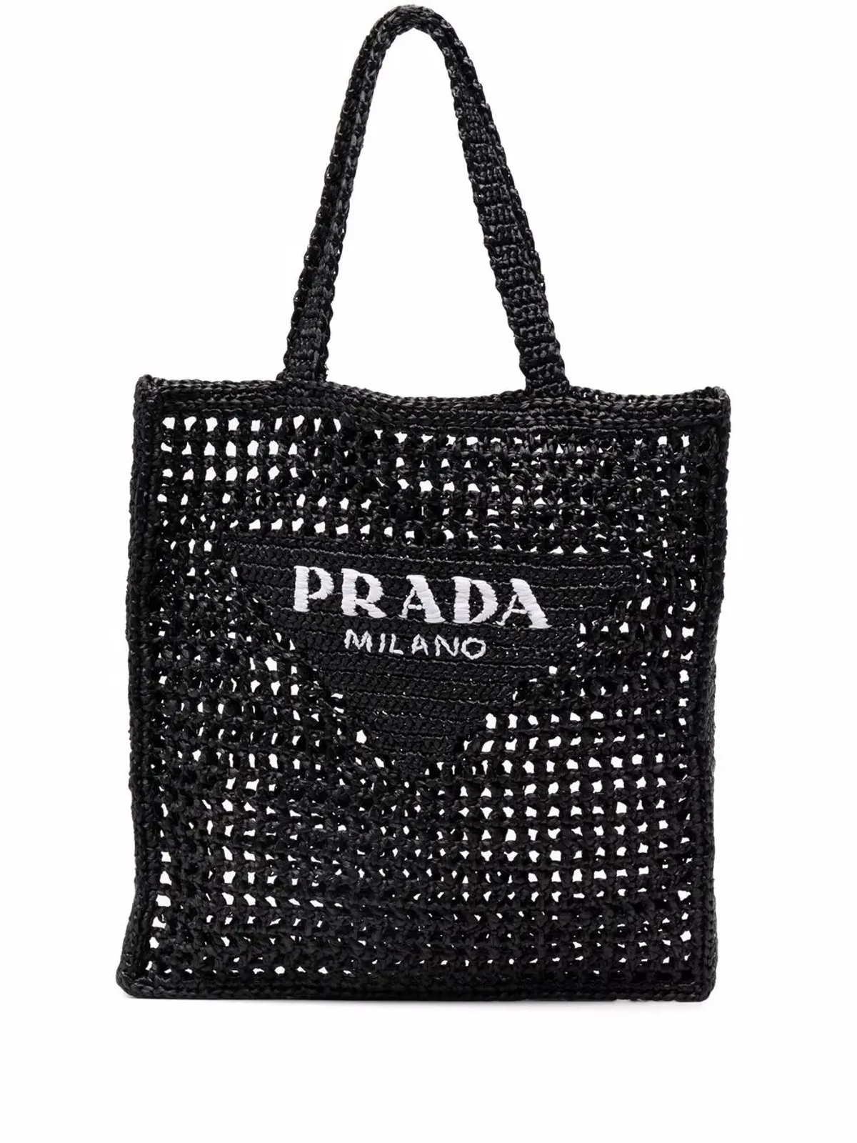 Prada 編み込みデザイン ロゴプリント ショルダーバッグ - Black - 画像1