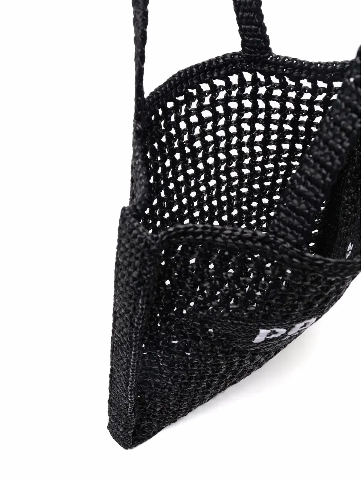 Prada 編み込みデザイン ロゴプリント ショルダーバッグ - Black - 画像5