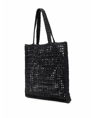 Prada 編み込みデザイン ロゴプリント ショルダーバッグ - Black - サムネイル3