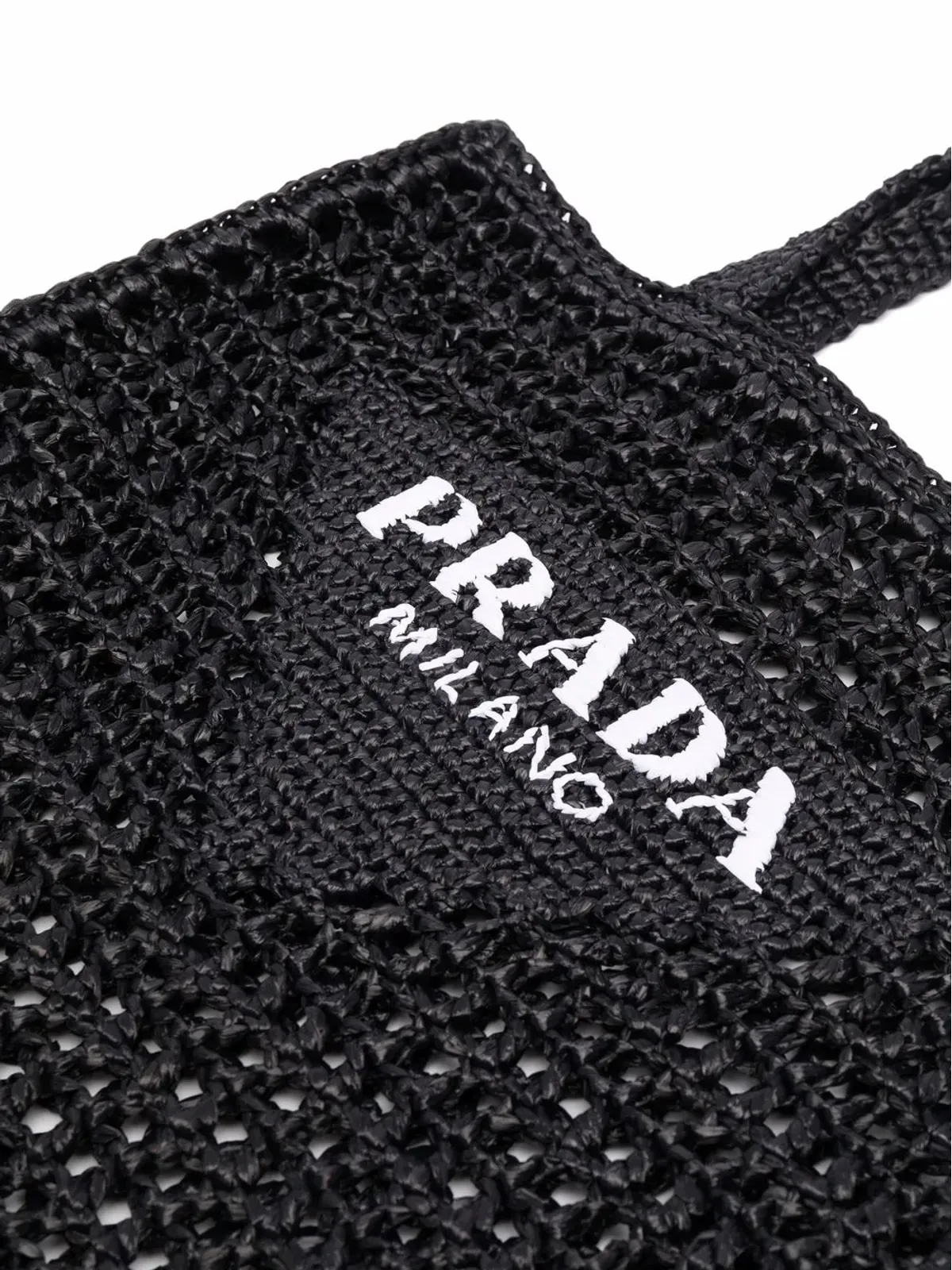 Prada 編み込みデザイン ロゴプリント ショルダーバッグ - Black - 画像4