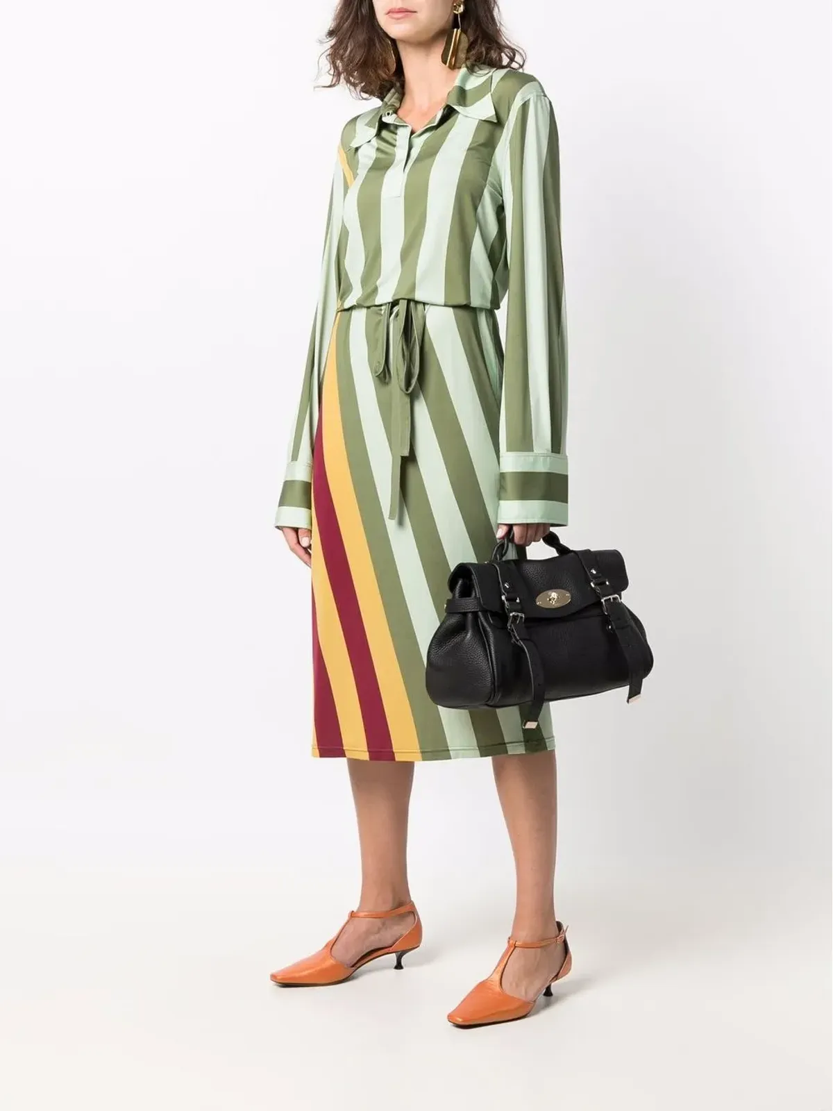 Mulberry Alexa 編み込みハンドル バックル トートバッグ（ブラック） - 画像2