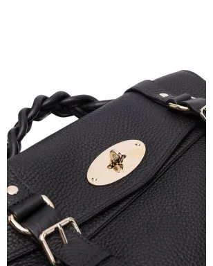 Mulberry Alexa 編み込みハンドル バックル トートバッグ（ブラック） - サムネイル4