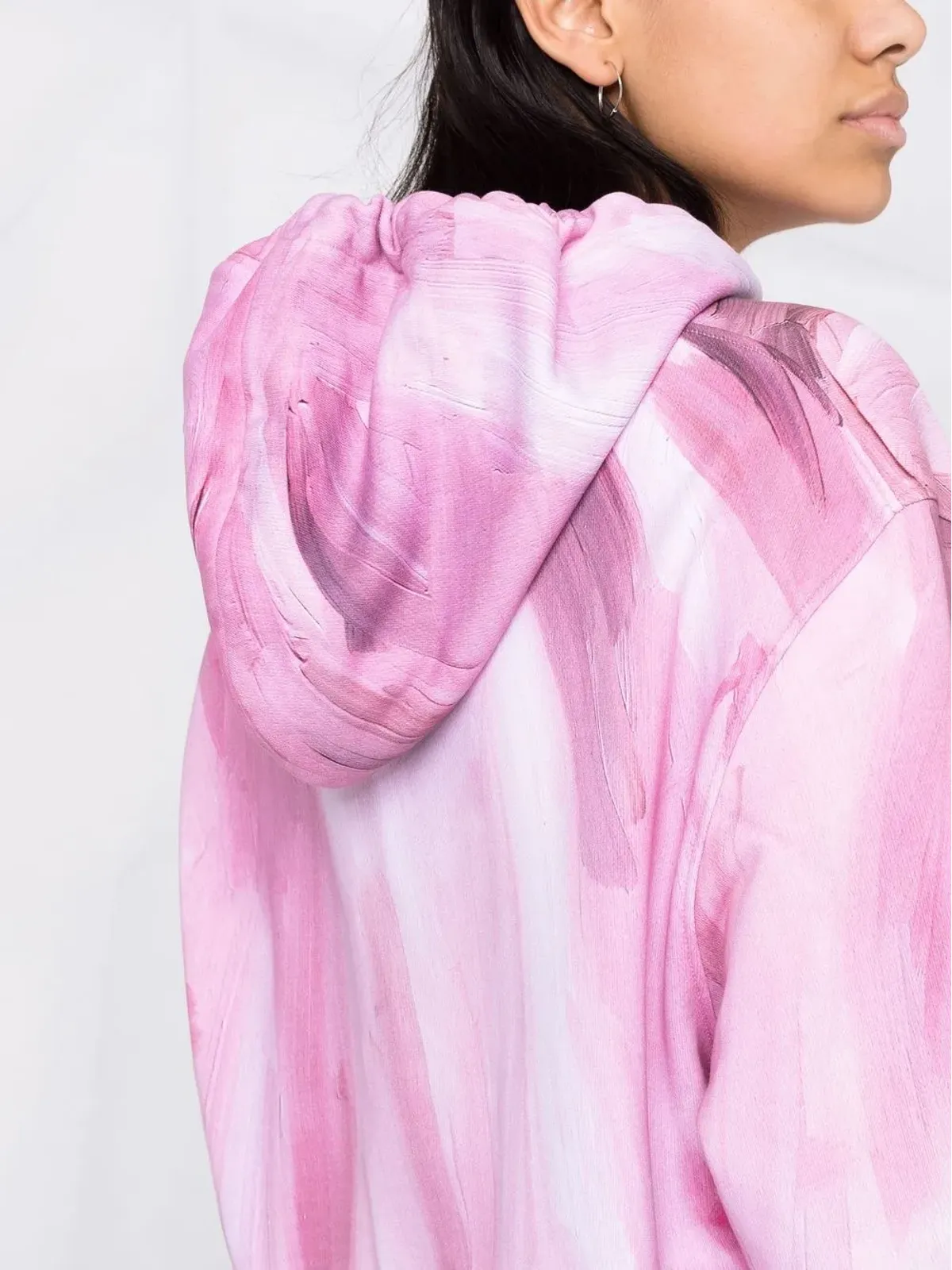 Moschino brushstroke-print cropped hoodie - Pink - 画像3