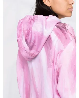 Moschino brushstroke-print cropped hoodie - Pink - サムネイル3