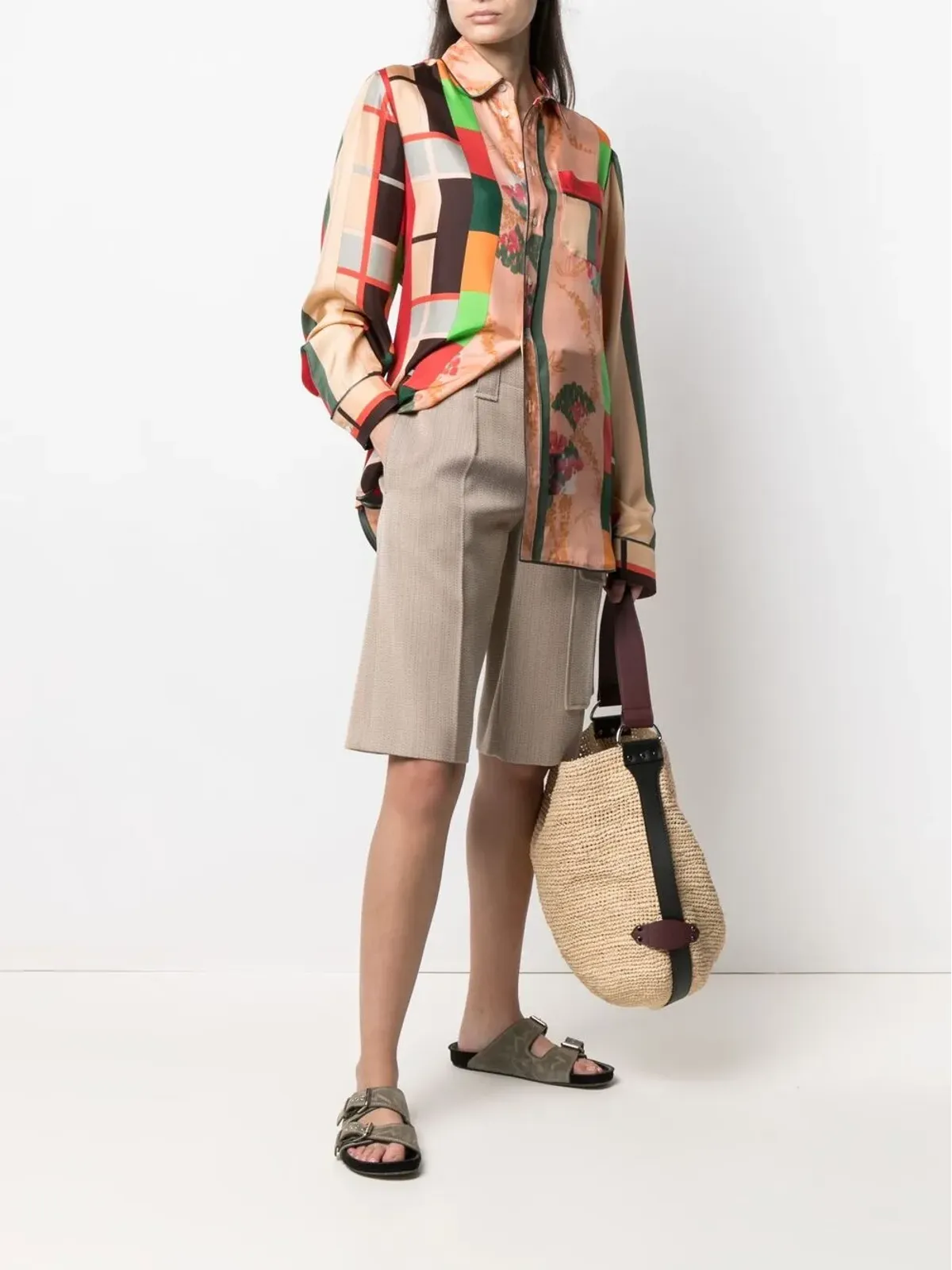 Pierre-Louis Mascia パッチワークプリント シルクシャツ - Neutrals - 画像3